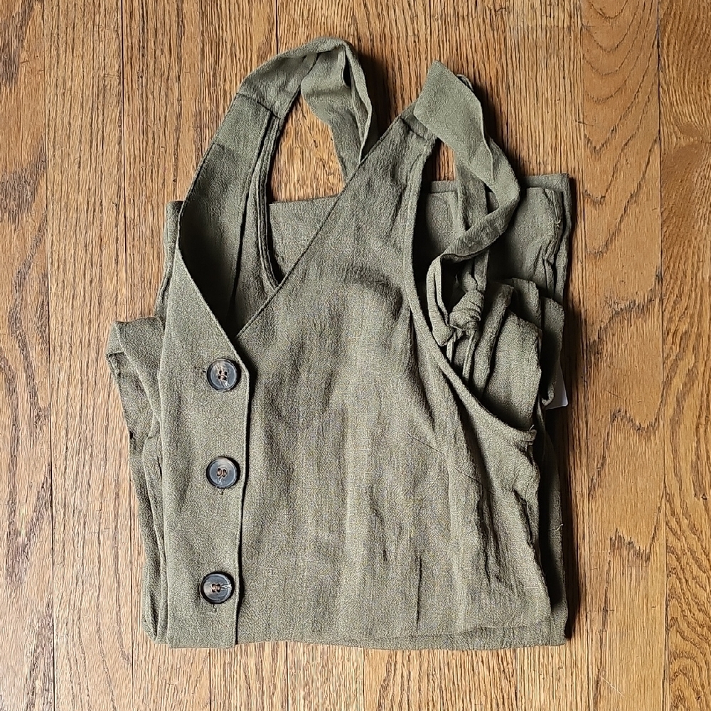 Topshop Buttoned Green Tank Top Size 8